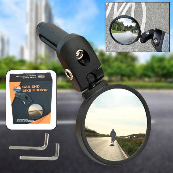 Bar End Bike Mirror Safe Rearview Mirror 360 Rotatable